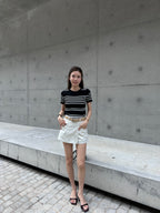 Knitted Striped T Top