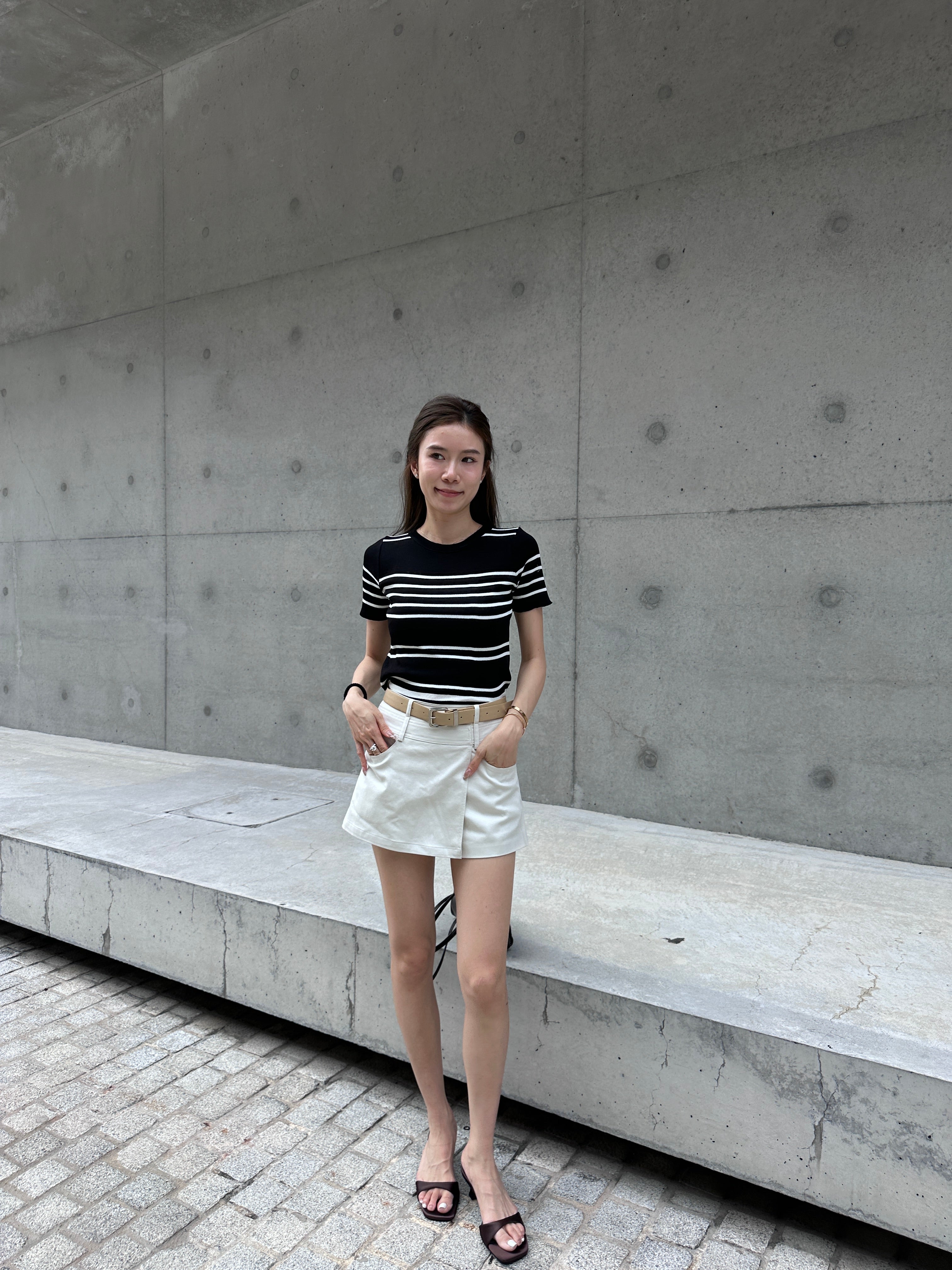 Knitted Striped T Top