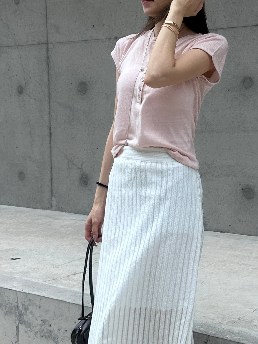 Striped See Through Maxi Skirt