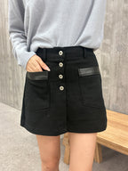 Leather lined Denim Skirt shorts