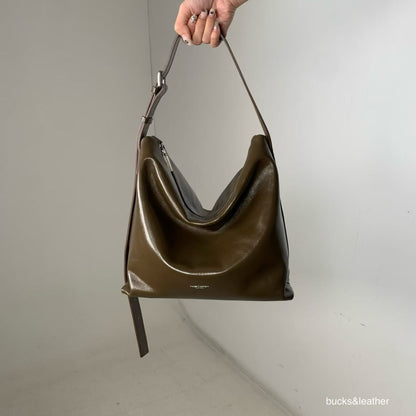 Real Leather Office Zipped Bag 大號