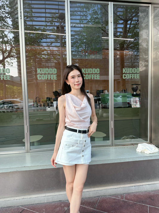 Button Skirt Short with Belt