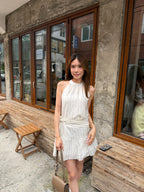Tied Waist Chiffon Mini Dress