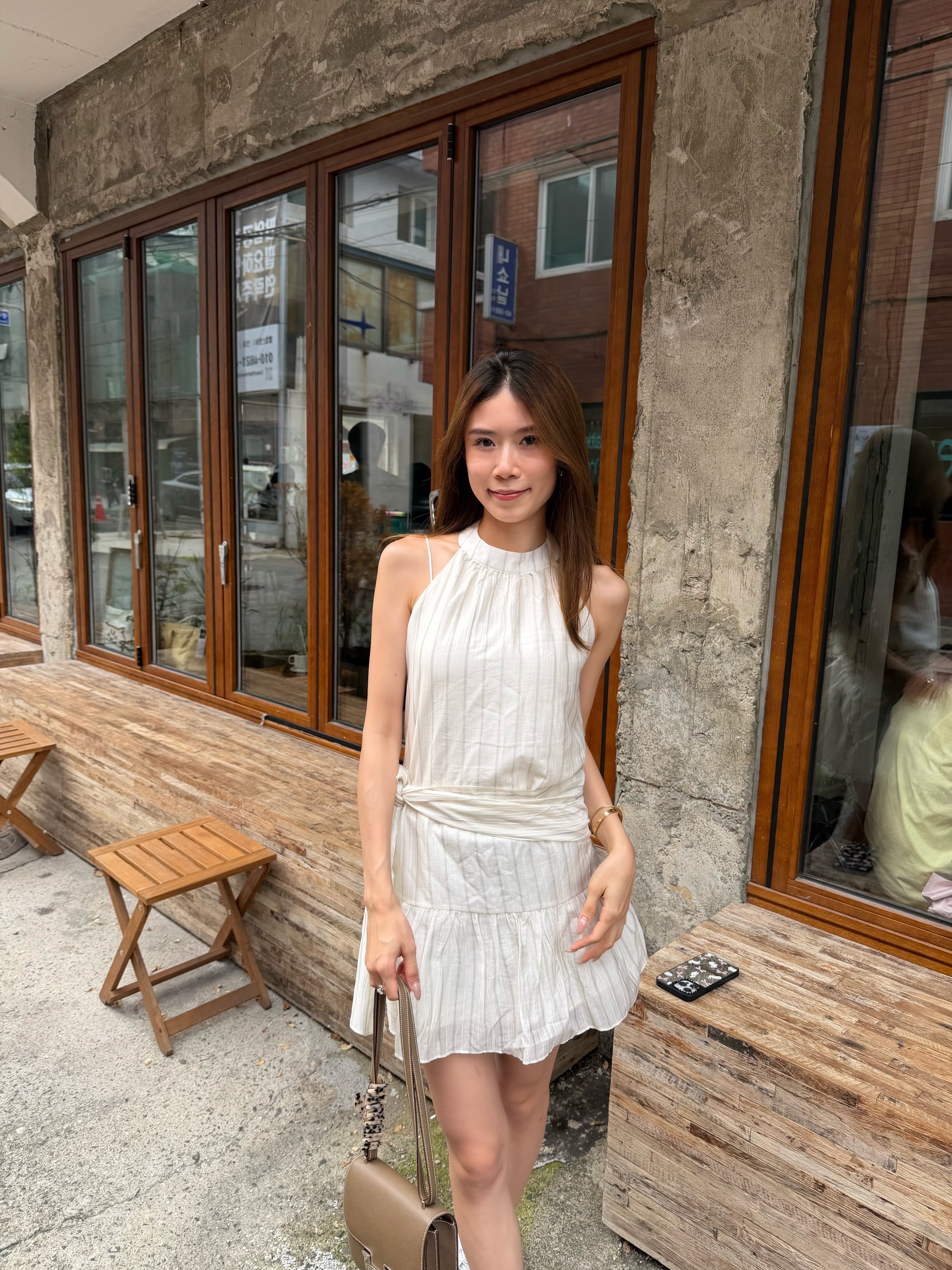 Tied Waist Chiffon Mini Dress
