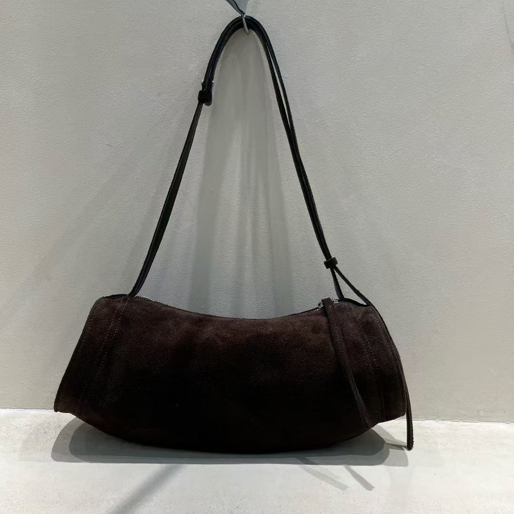 Real Leather Suede Moon Bag