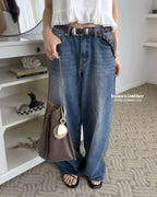 Real Leather Tied Long Shoulder Bag