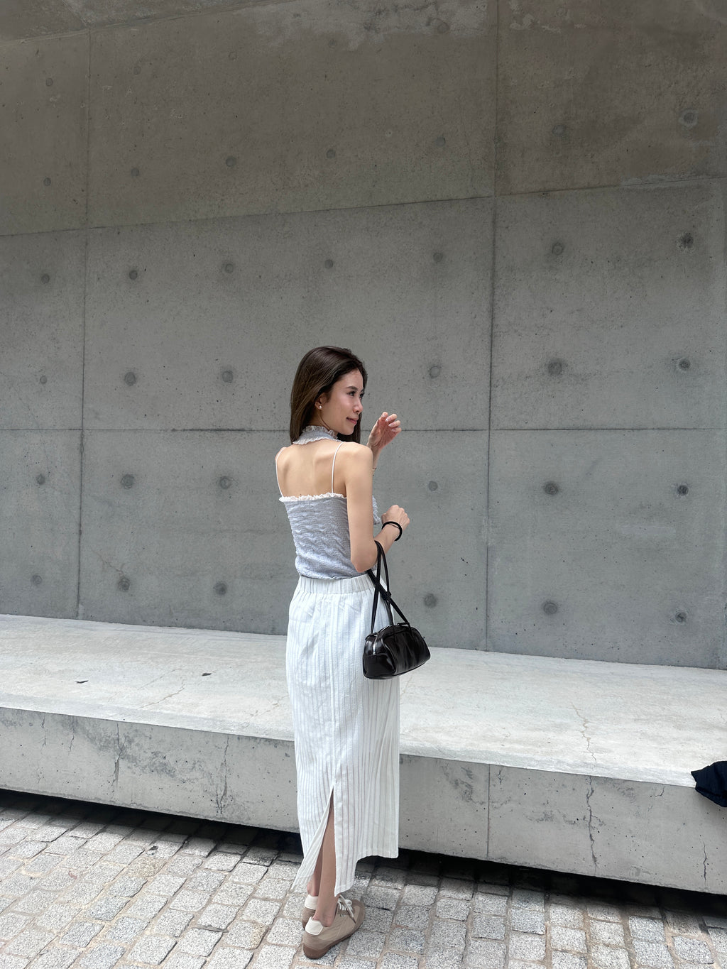 Striped See Through Maxi Skirt