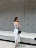 Striped See Through Maxi Skirt