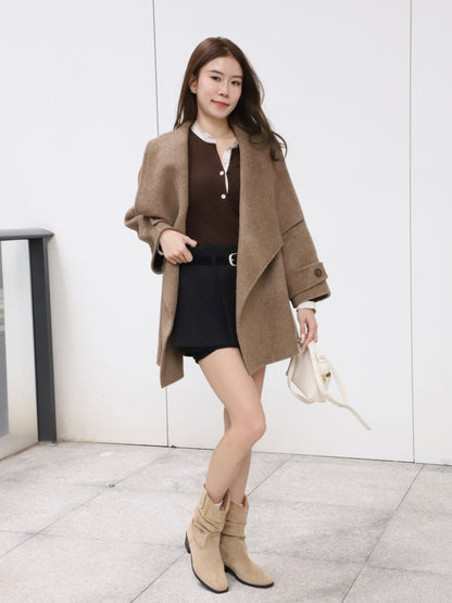 Doubled Wool Mid Length Jacket