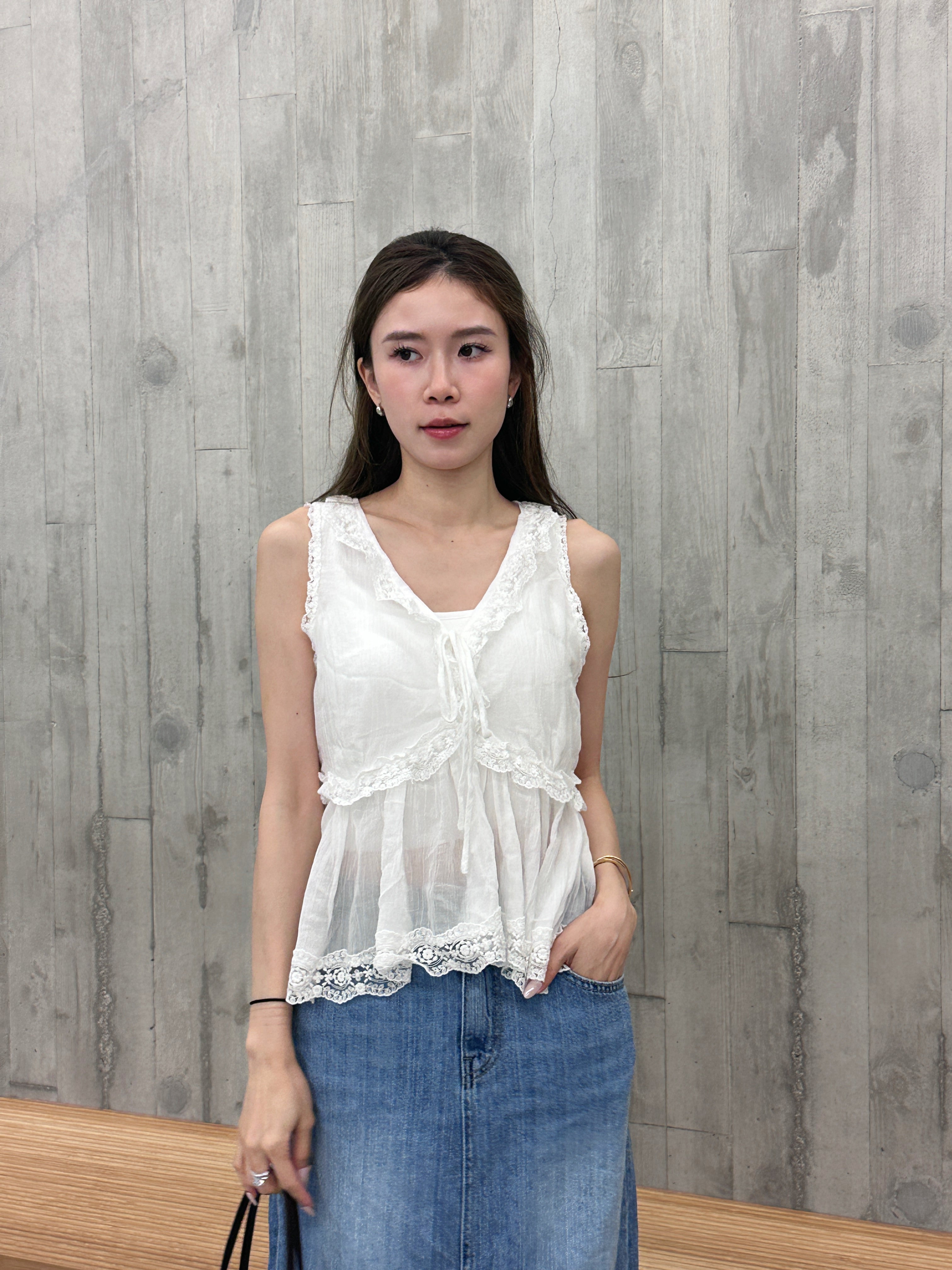 Whole Lace V Neck Tank Top