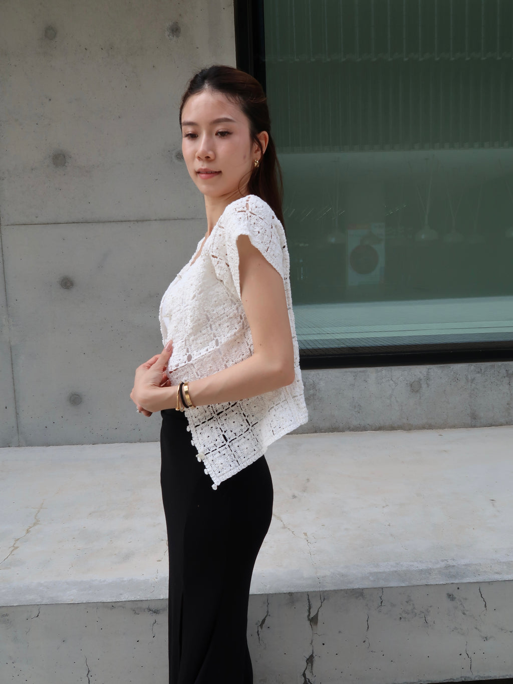 Flowery Knitted T Shirt