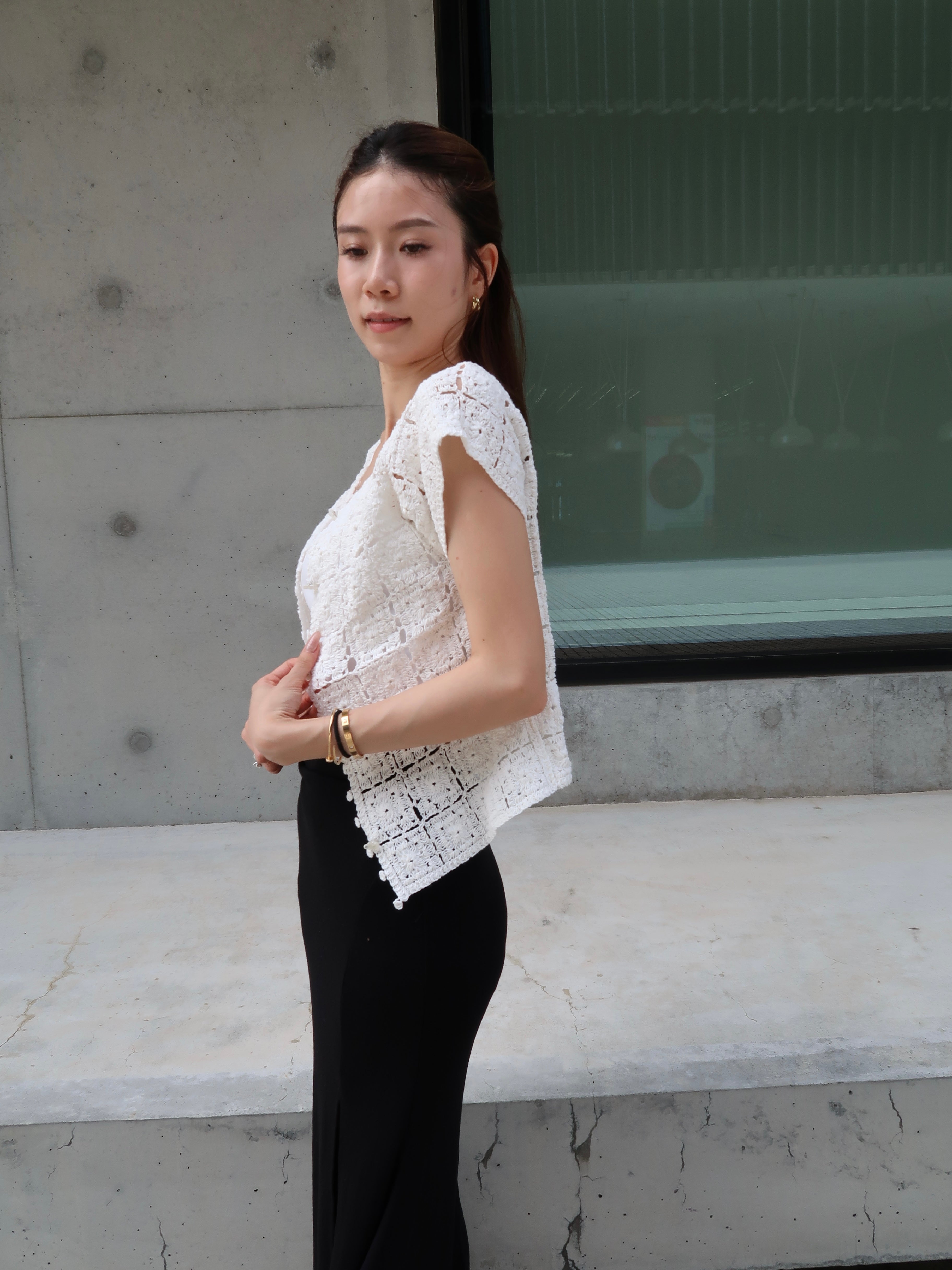 Flowery Knitted T Shirt