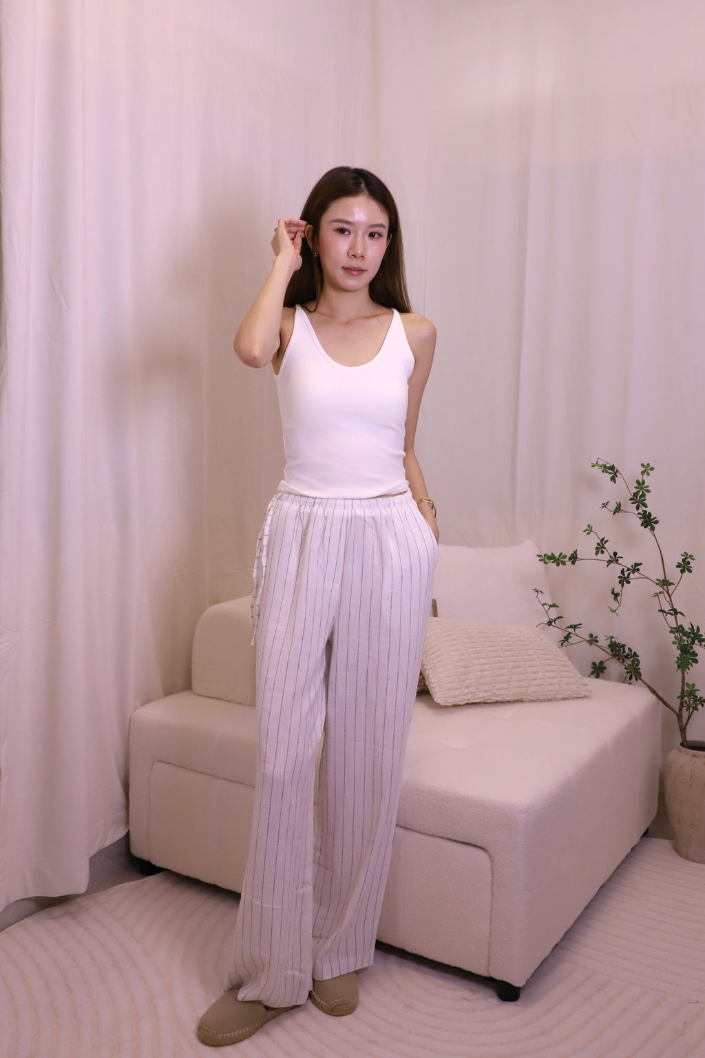 Linen Striped Causal Pants