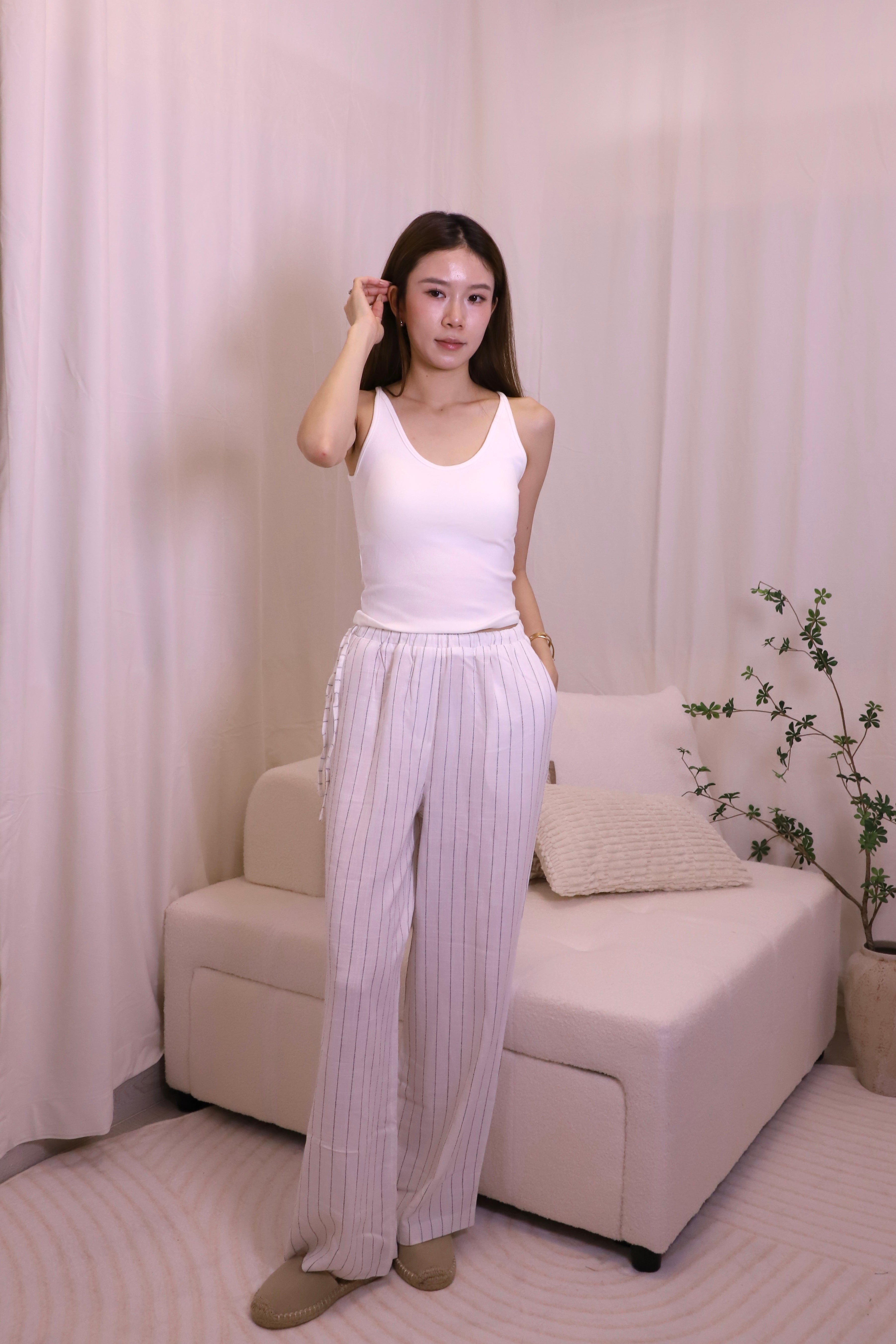 Linen Striped Causal Pants