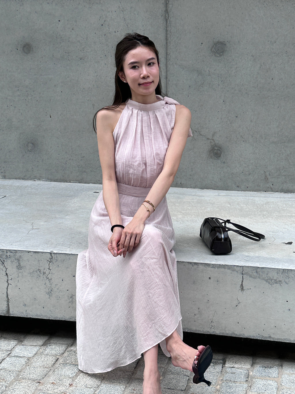Holiday Tied Neck Maxi Dress