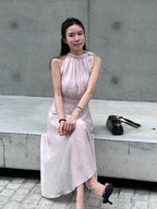 Holiday Tied Neck Maxi Dress