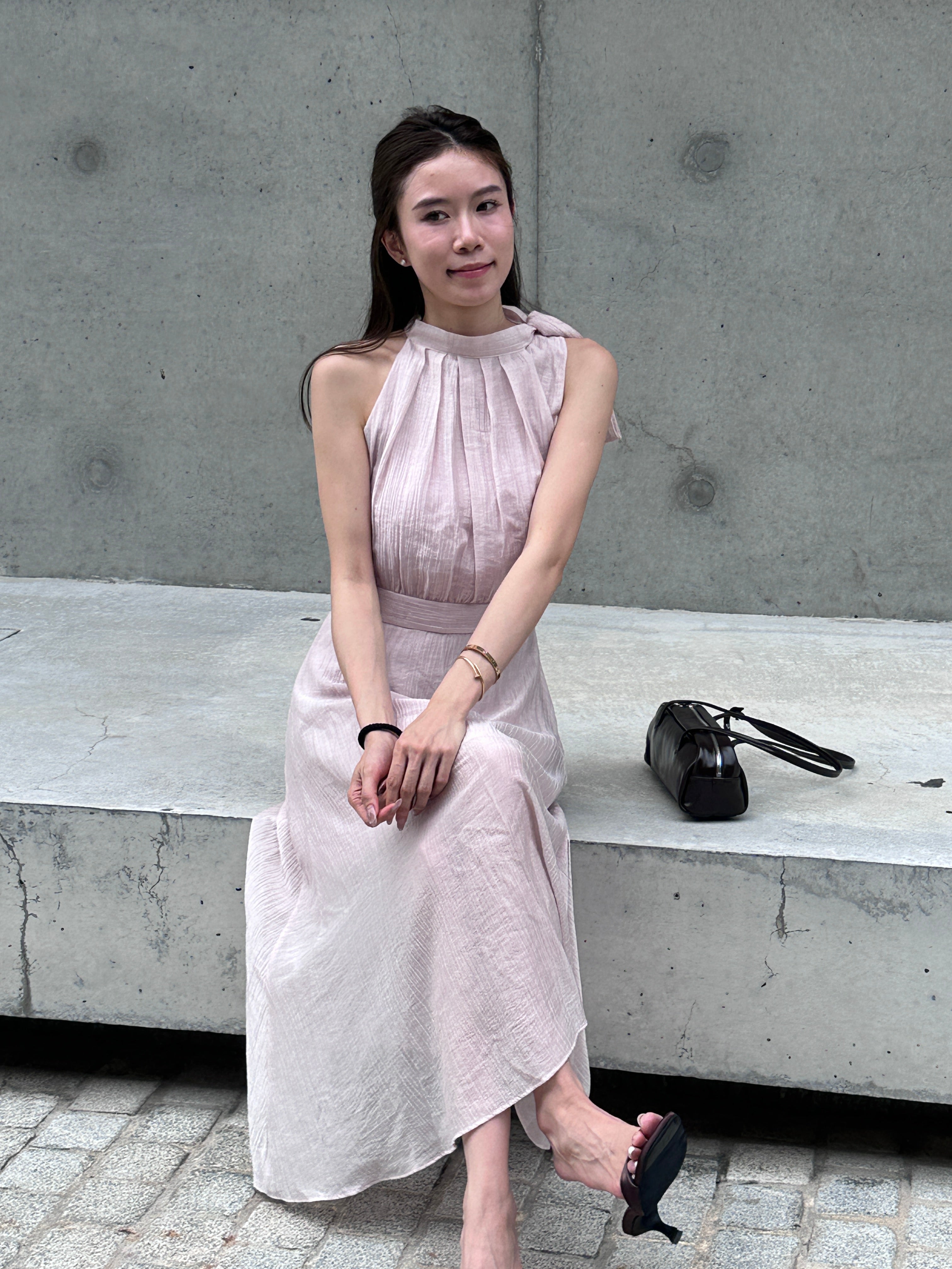 Holiday Tied Neck Maxi Dress