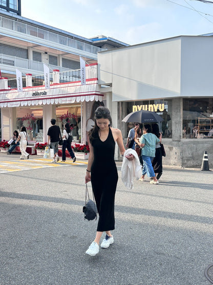 Cross Neck Cotton Maxi Dress