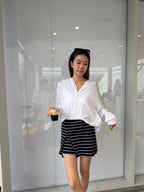 Long Sleeves & Striped Shorts Set