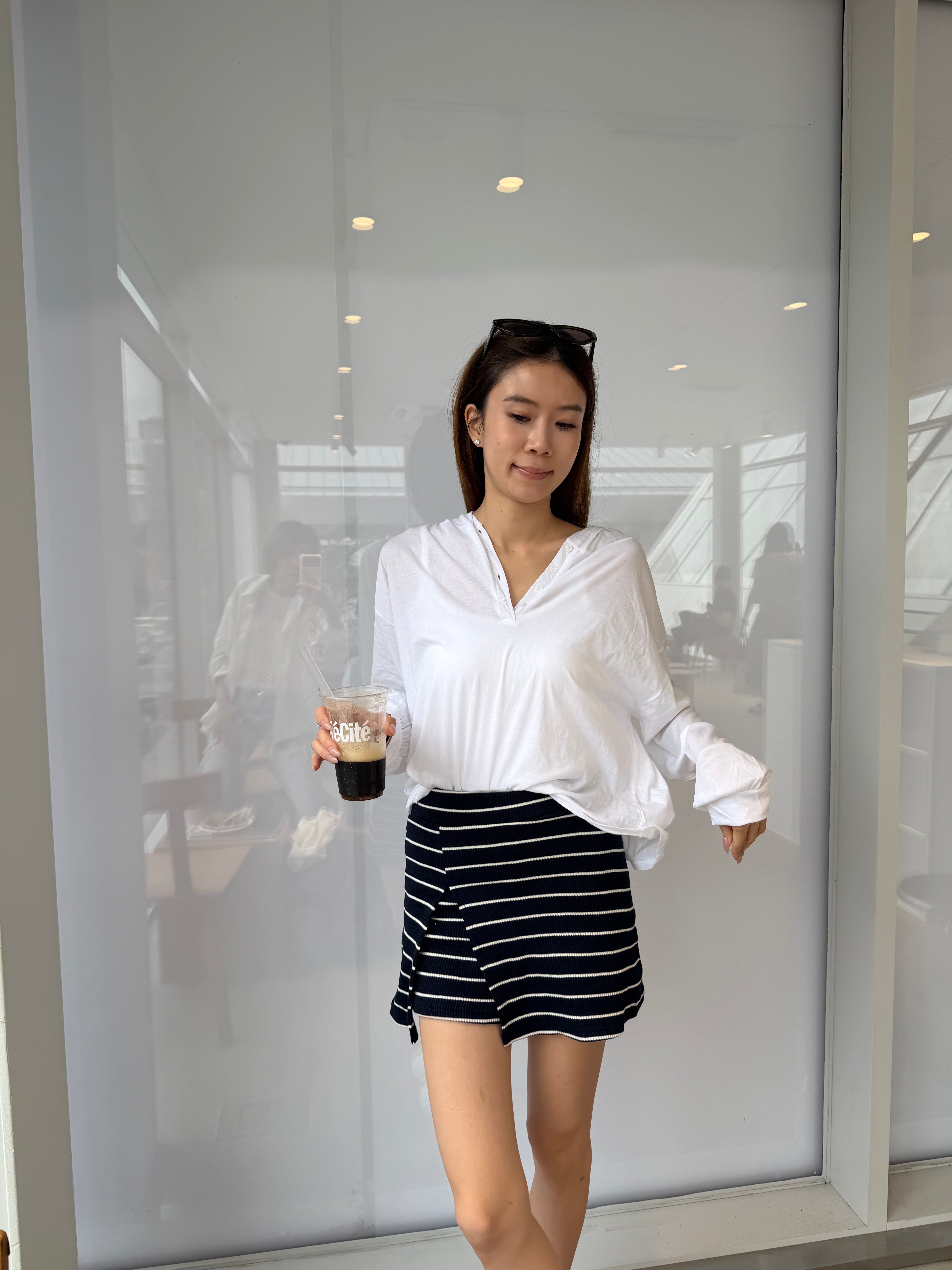 Long Sleeves & Striped Shorts Set