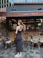 ashchic made Cross Back Maxi Dress with pads