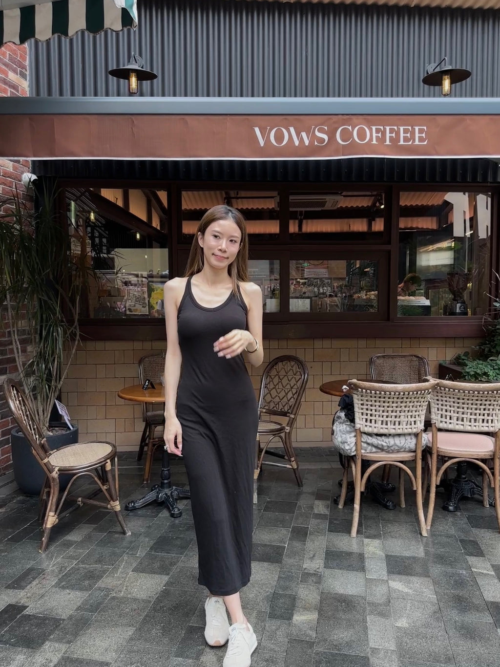 ashchic made Cross Back Maxi Dress with pads
