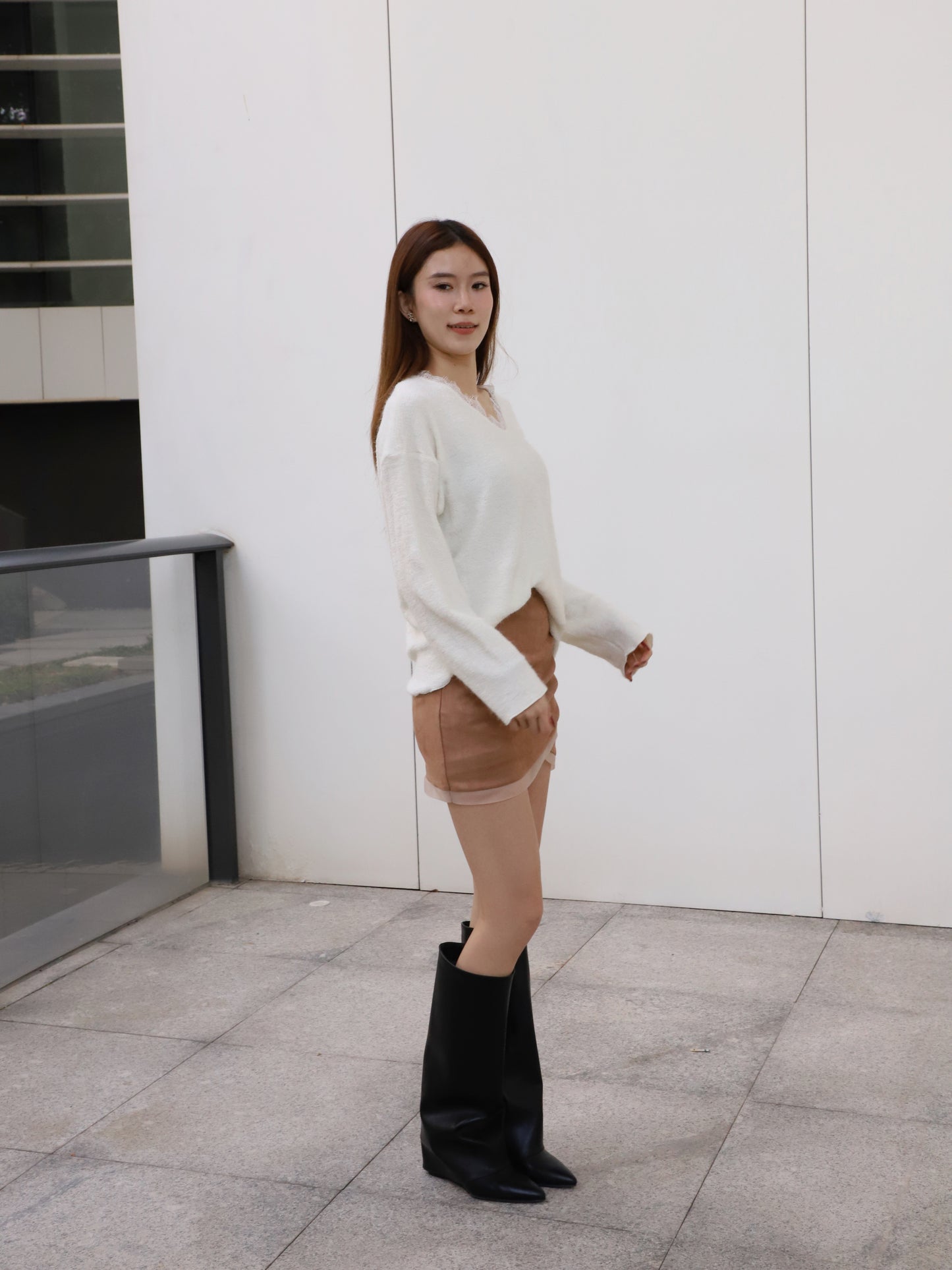 Lace V Neck Thin Sweater