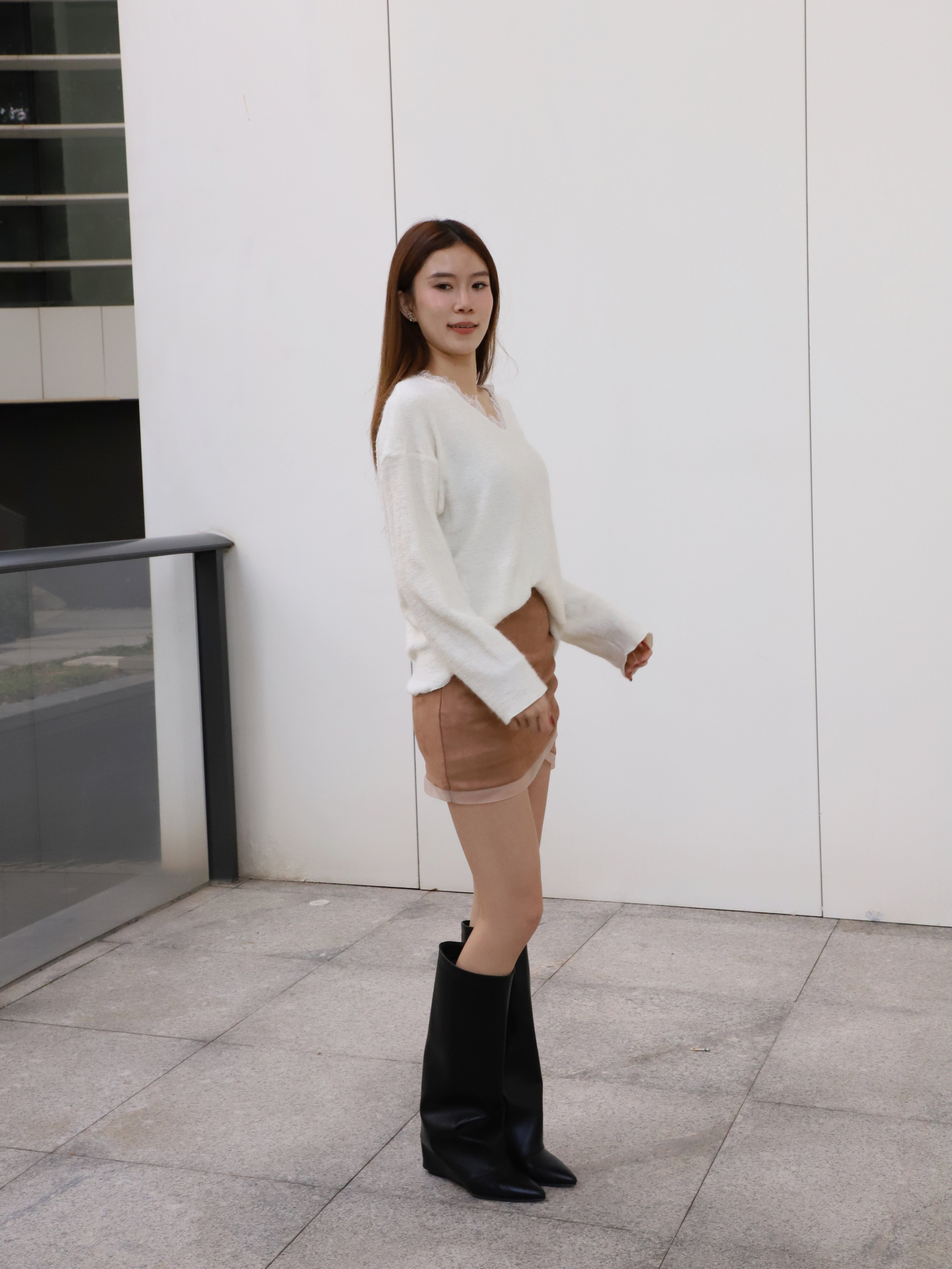 Lace V Neck Thin Sweater