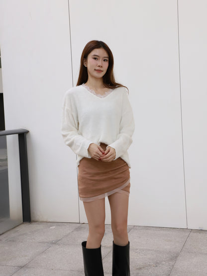 Lace V Neck Thin Sweater