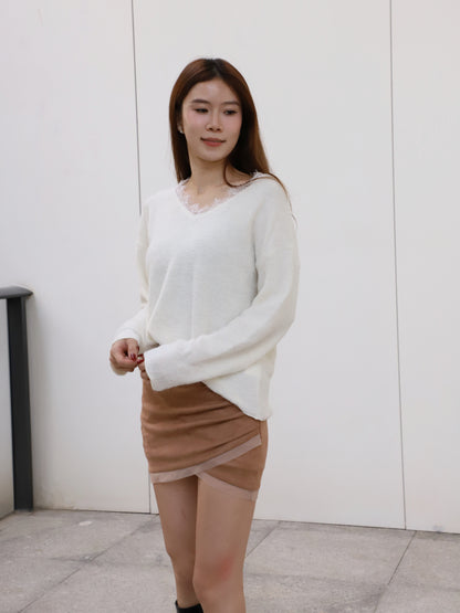 Lace V Neck Thin Sweater