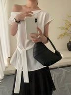 One Side Off Shoulder Shirt Top