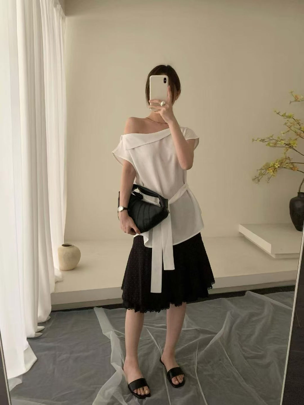 One Side Off Shoulder Shirt Top