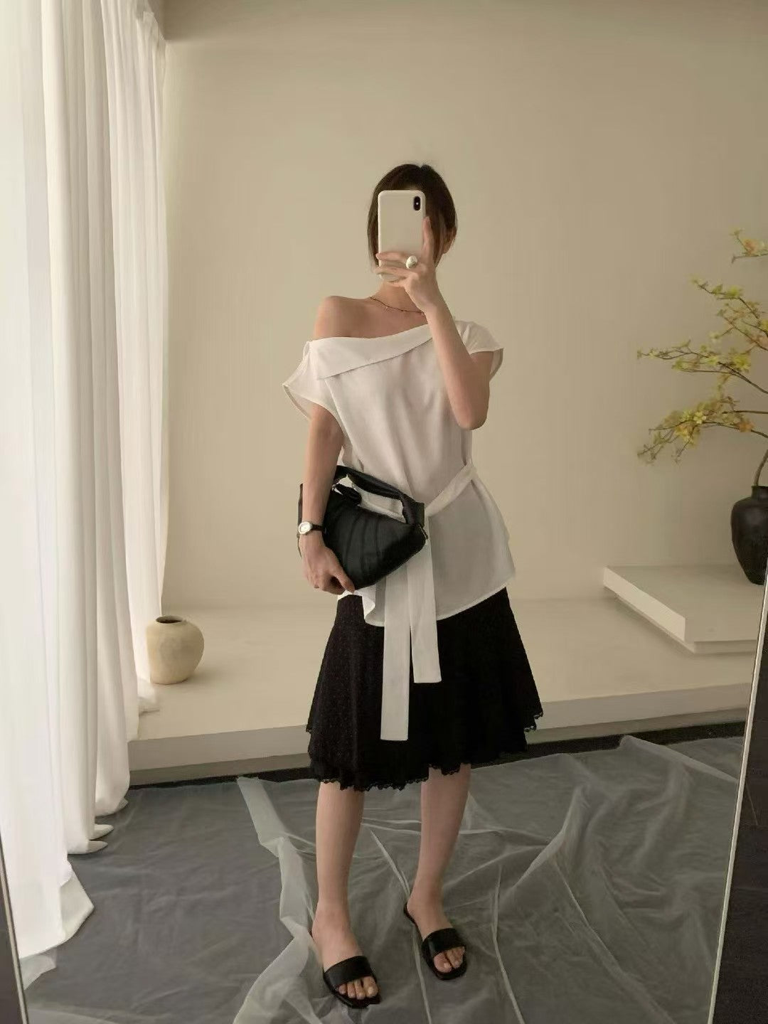 One Side Off Shoulder Shirt Top