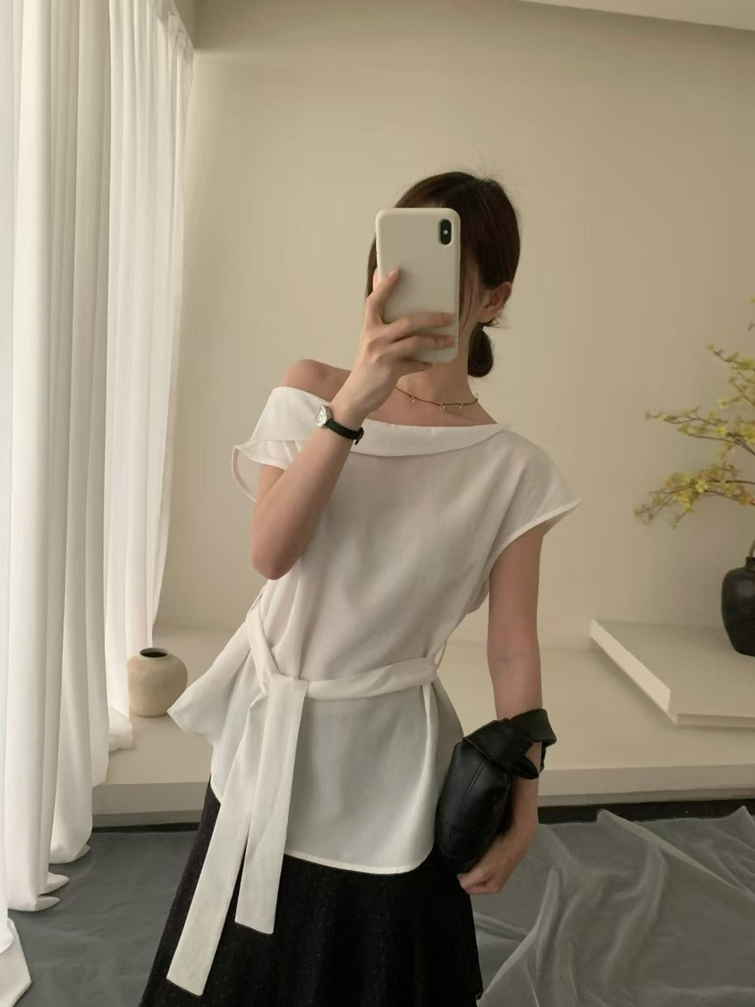 One Side Off Shoulder Shirt Top