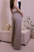 White Lined Chiffon Pants
