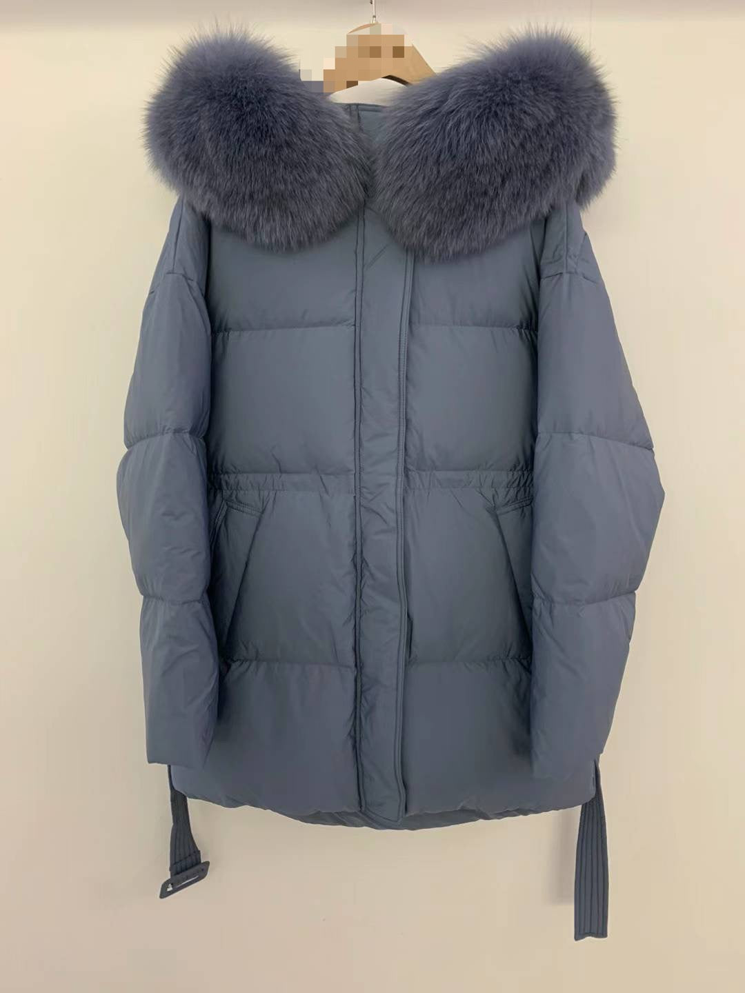 Fox Fur & Duck Down Long Jacket with Hat