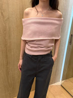 Knitted Off Shoulder T Top