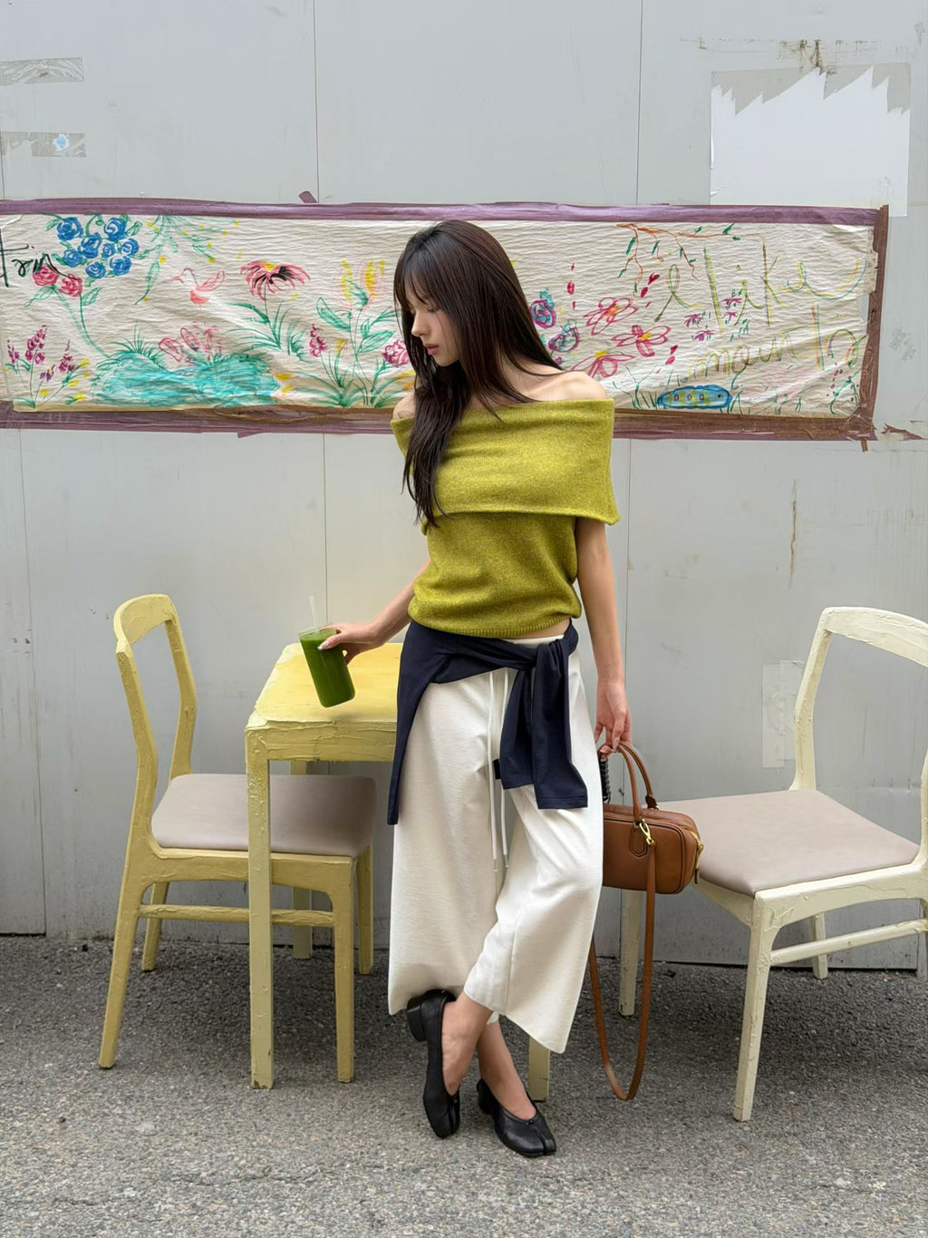 Knitted Off Shoulder T Top