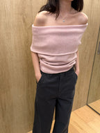 Knitted Off Shoulder T Top
