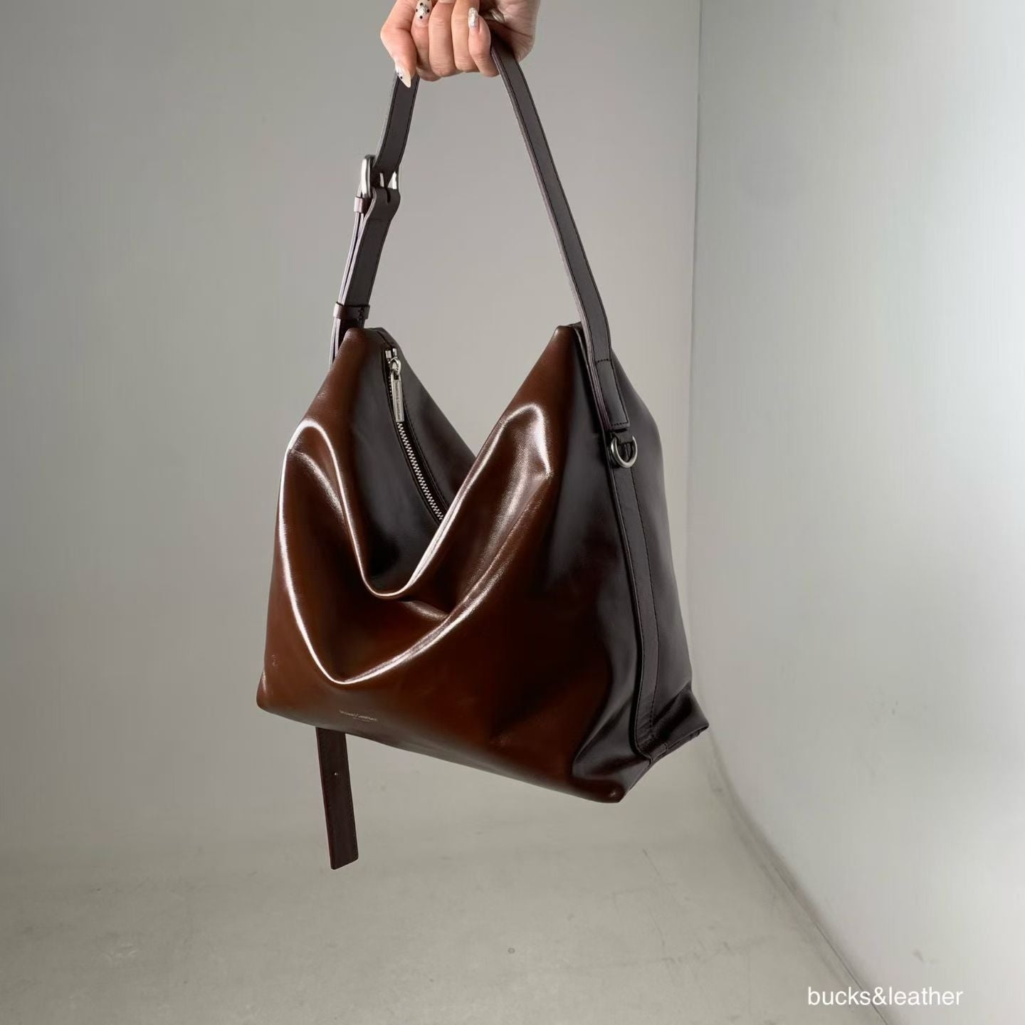 Real Leather Office Zipped Bag 小號