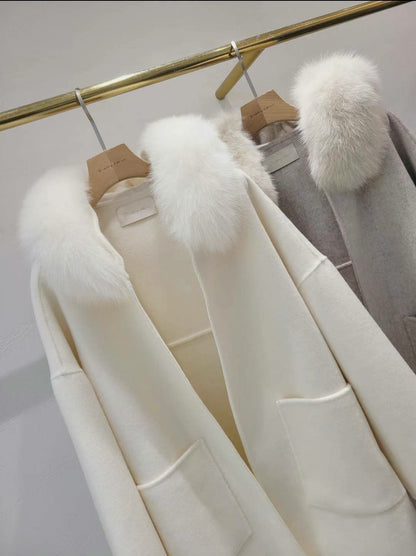 90% Wool Fox Fur Coat