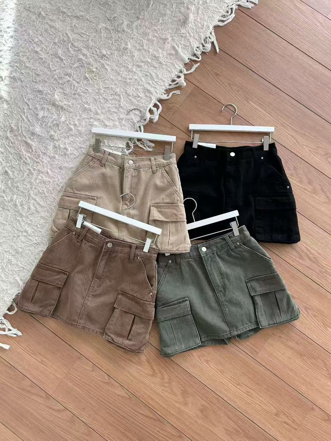 Cargo Denim Skirt Short