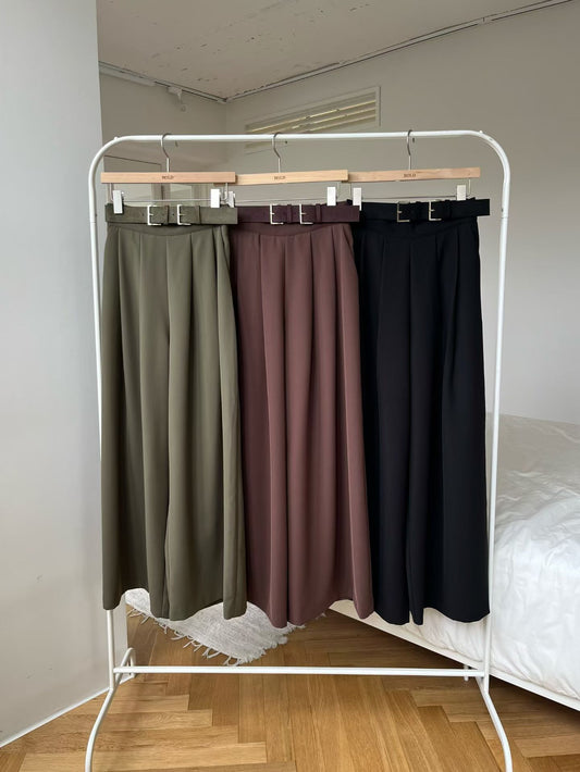 Suede Belt In Chiffon Pants
