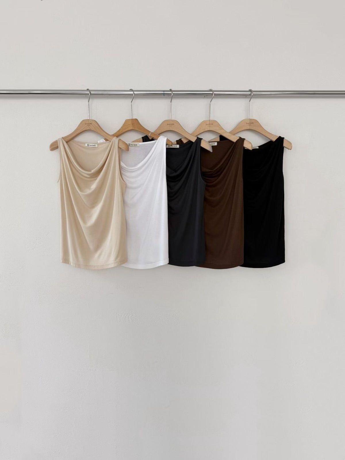 Tencel Ruffles Neck Tank top
