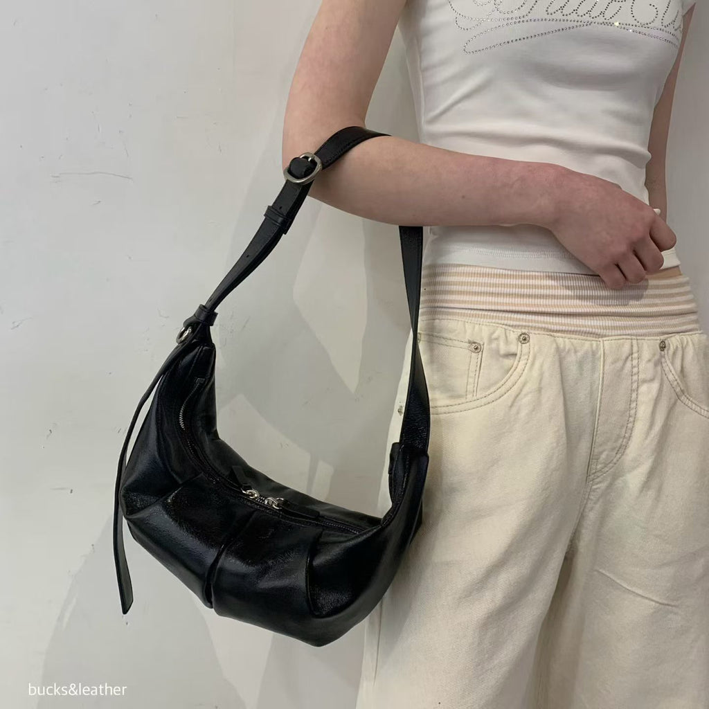 Real Leather Moon Bag