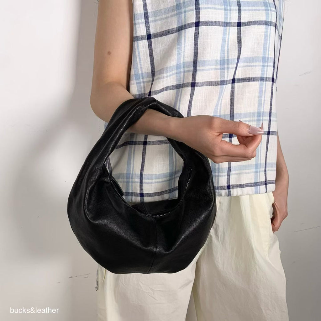 French Handle Real Leather Bag
