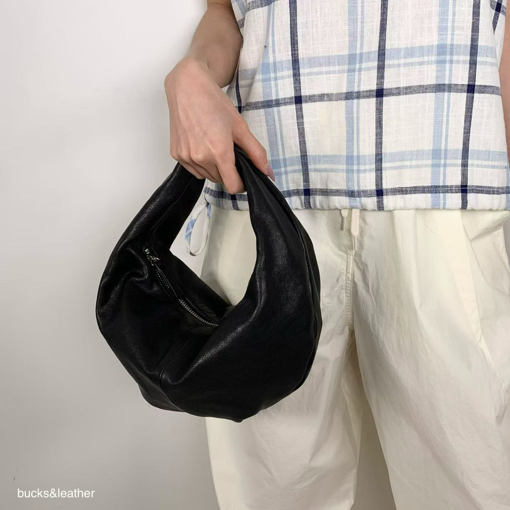 French Handle Real Leather Bag