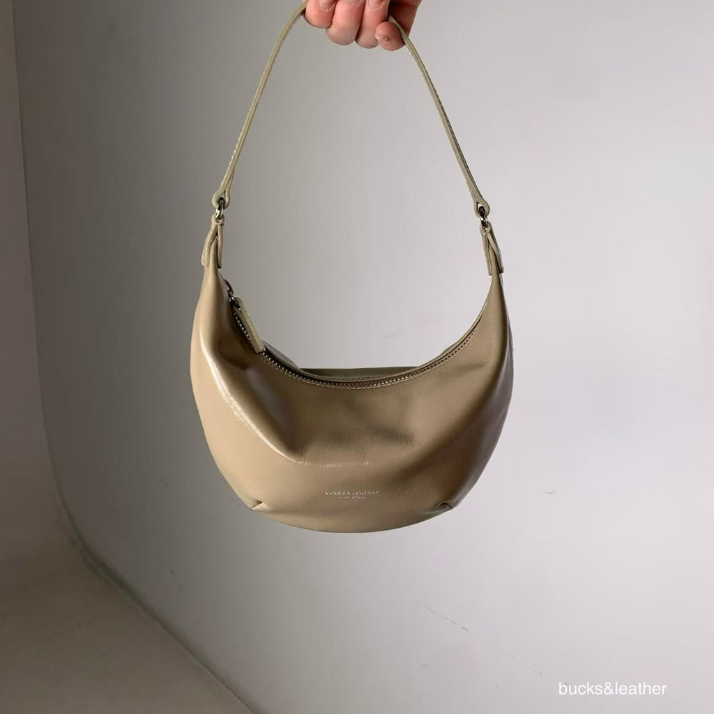 Real Leather Small Moon Bag