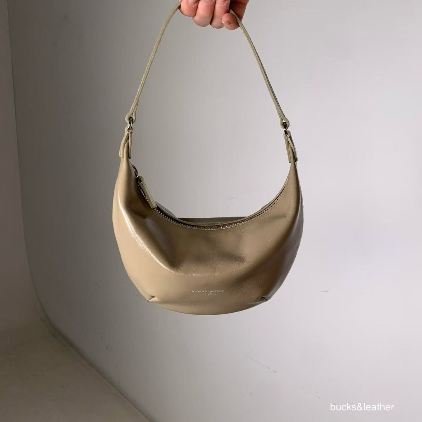 Real Leather Small Moon Bag
