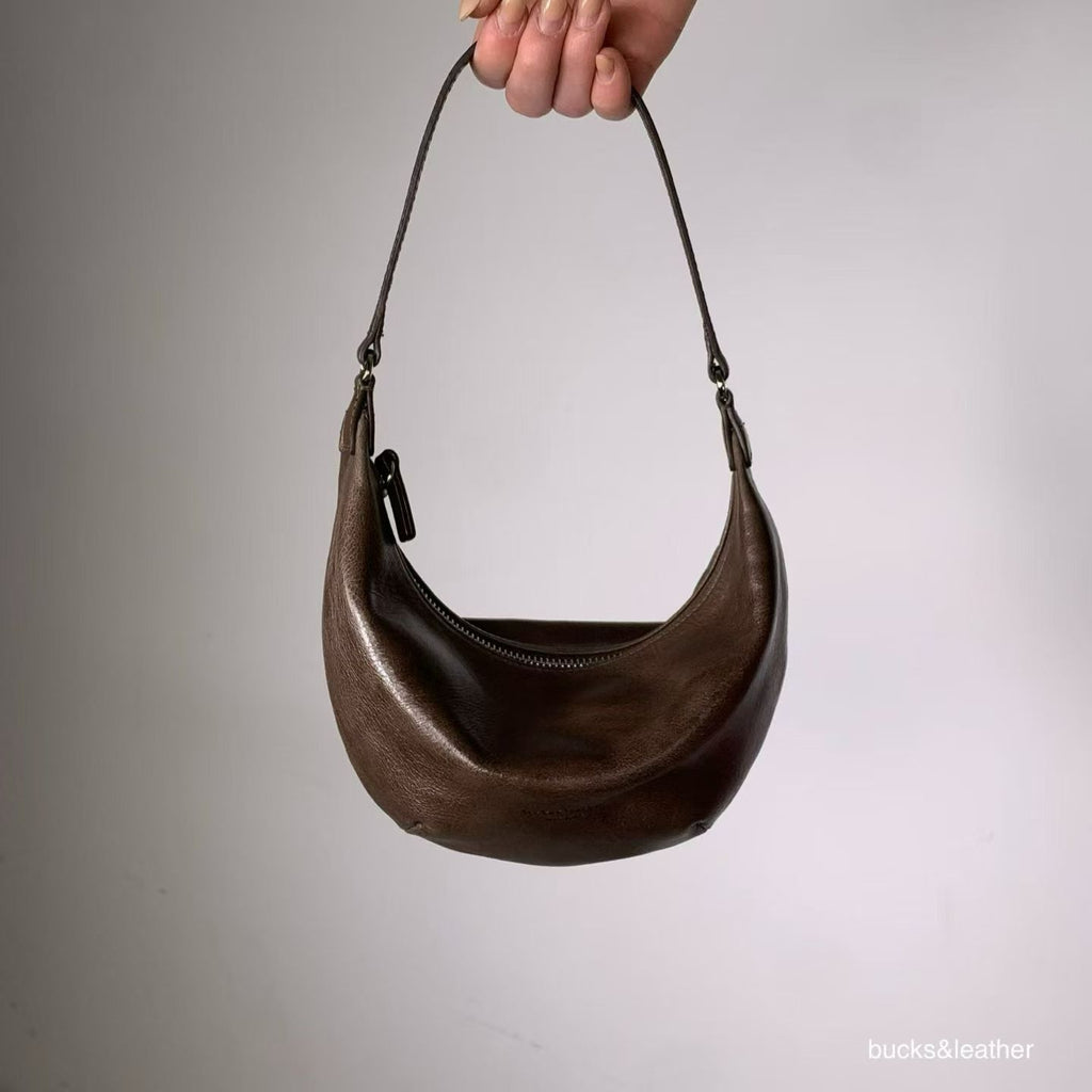Real Leather Small Moon Bag